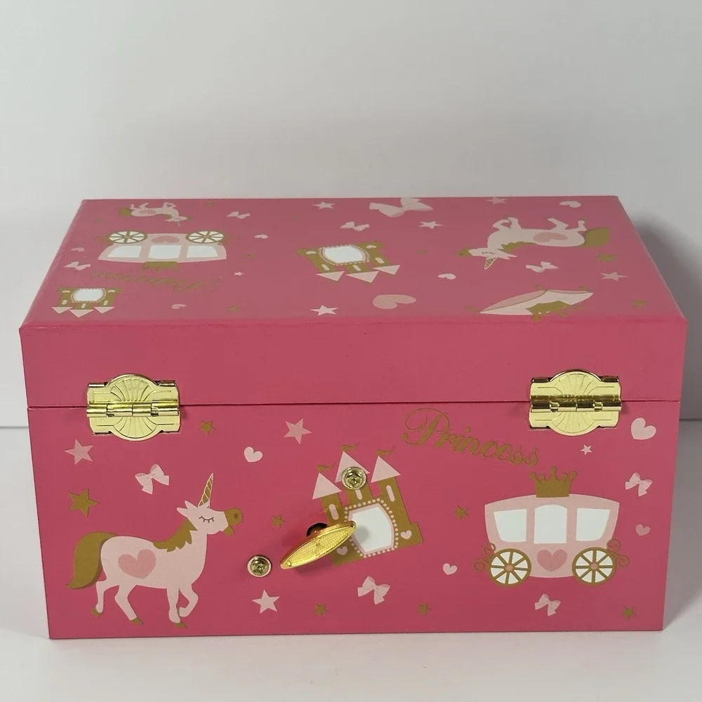 Princess Unicorn Musical Jewelry Box Pink Ballerina Mirror Drawer Girls